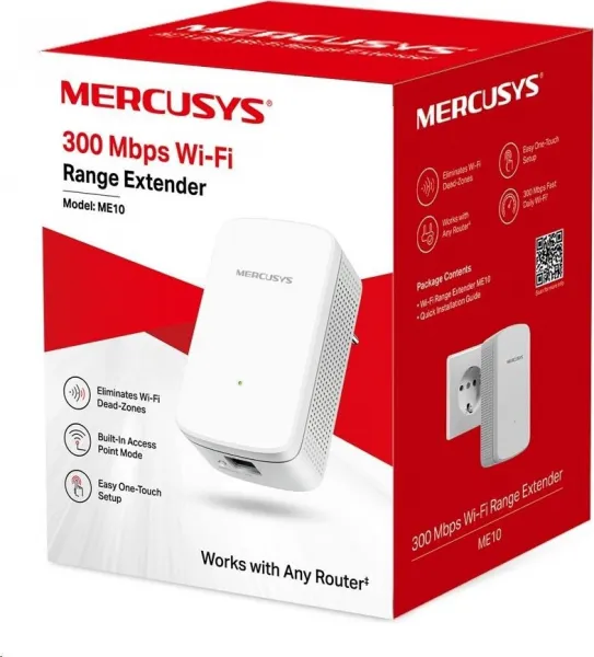 MERCUSYS ME10 WiFi4 Extender/Repeater (N300,2,4GHz,1x100Mb/s LAN)