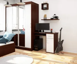 Ak furniture Volně stojící psací stůl Pin 90 cm wenge/bílý