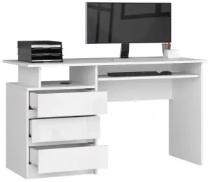 Ak furniture Volně stojící psací stůl CLP 135 cm bílý lesk