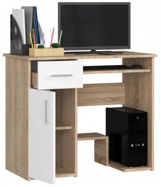 Ak furniture Volně stojící psací stůl Jay 90 cm dub sonoma/bílý