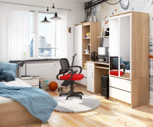 Ak furniture Volně stojící psací stůl Jay 90 cm dub sonoma/bílý