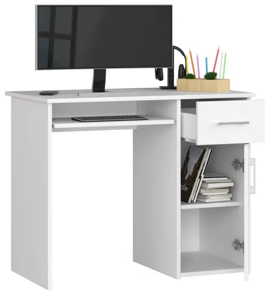 Ak furniture Volně stojící psací stůl Pin 90 cm bílý