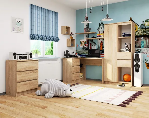 Ak furniture Rohový písací stôl B16 124 cm dub sonoma ľavý