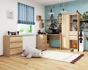 Ak furniture Rohový písací stôl B16 124 cm dub sonoma ľavý