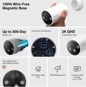TP-Link Tapo C425 set 2x venkovní kamera C425 (4MP, 2K QHD, 1440p, IR 15m, WiFi, micro SD card, IP66)