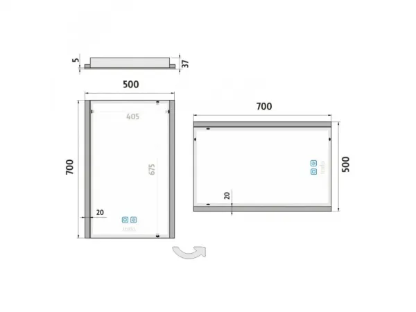 Nimco zrkadlo LED 500x700 s dvoma dotykovými senzormi ZP 11001VX ZP 11001VX