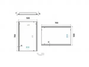 Nimco zrkadlo LED 500x700 s dvoma dotykovými senzormi ZP 11001VX ZP 11001VX