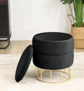 Ak furniture Taburet ELZA samet černý