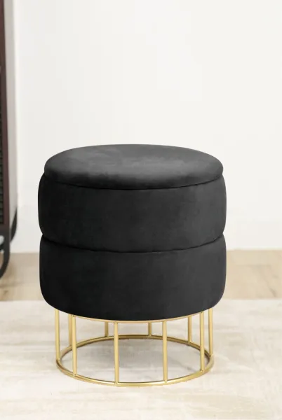 Ak furniture Taburet ELZA samet černý