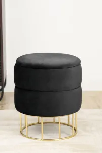 Ak furniture Taburet ELZA samet černý