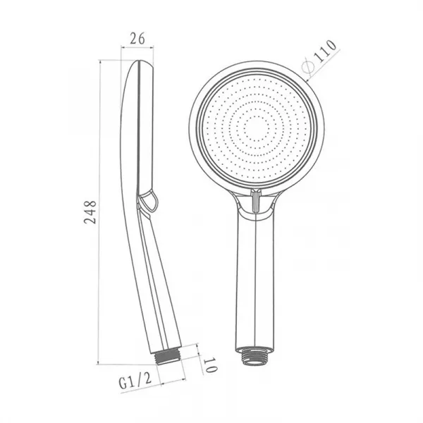 MEREO - Mada sprchová batéria s hlavovou guľatou slim sprchou, nerez CBE60104SCM