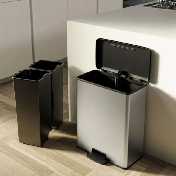 Deco Duo odpadkový kôš 26l+26l strieborný 1balenie