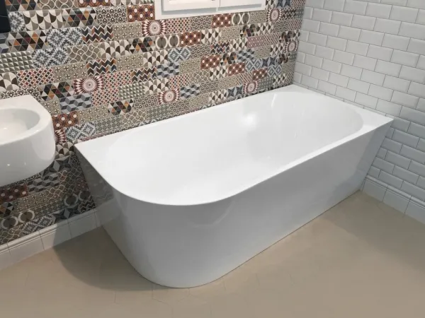 AQUALINE - TIBERA R rohová stojaca vaňa 170x80cm, biela E1015