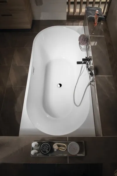 AQUALINE - TIBERA R rohová stojaca vaňa 170x80cm, biela E1015