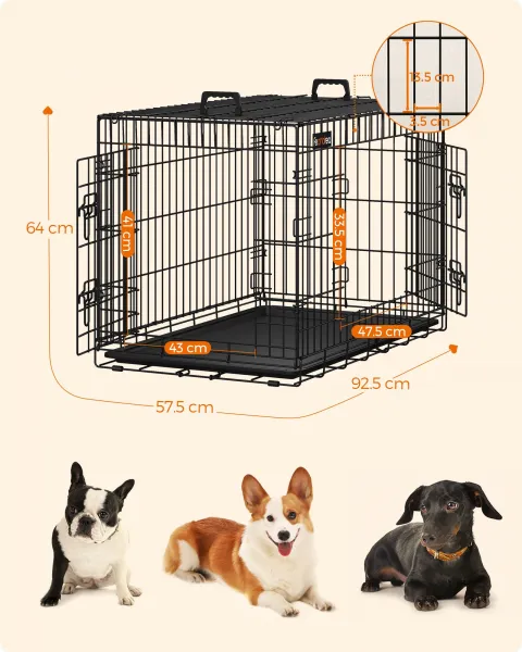 SONGMICS Přepravní klec pro zvířata OUSTRIA 92,5 cm černá