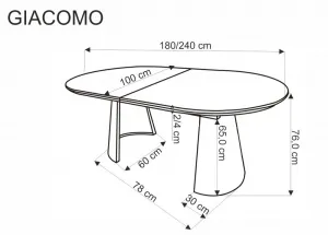 HALMAR Rozkládací stůl Giacomo 180/240 cm dub přírodní/černý