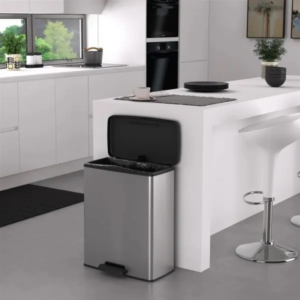 Curver Pedálový kôš Deco obdĺžnikový 65 l strieborný