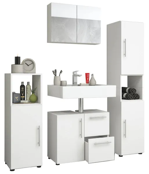 VCM Koupelnový set Flandu se zrcadlovou skříňkou, bílá