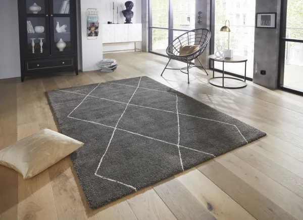 ELLE Decoration koberce Kusový koberec Glow 103662 Dark Grey / Cream z kolekcie Elle - 80x150 cm