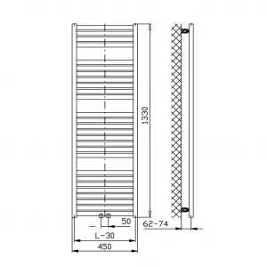 AQUALINE - TONDI vykurovacie teleso 450x1330 stredové pripojenie, biela DT470T