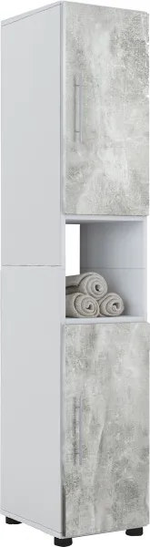 VCM Vysoká skříň Flandu, beton/bílá