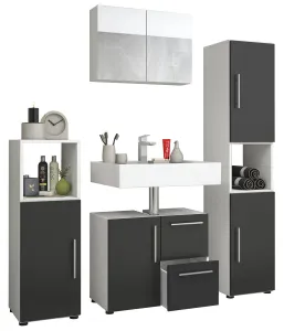 VCM Koupelnový set Flandu se zrcadlovou skříňkou, černobílý