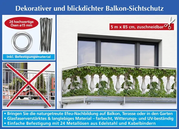 WENKO Zástěna na balkon Břečťan