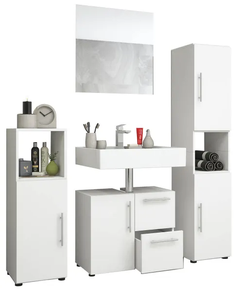 VCM Koupelnový set Flandu se zrcadlem, bílý