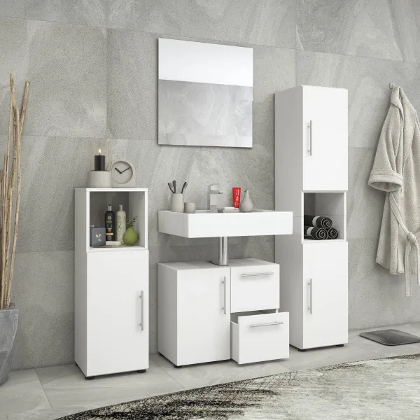 VCM Koupelnový set Flandu se zrcadlem, bílý