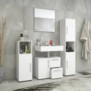 VCM Koupelnový set Flandu se zrcadlem, bílý
