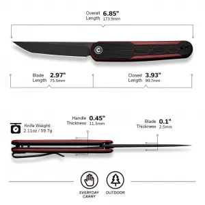 Civivi KwaiQ C23015-1 Nitro-V Burgundy/Black G10
