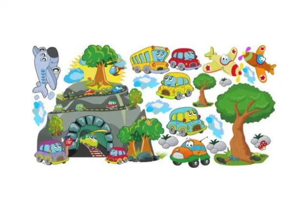 Veselánálepkanastenuprechlapčekadodetskejizbyautáalietadlá60x120cm 45945
