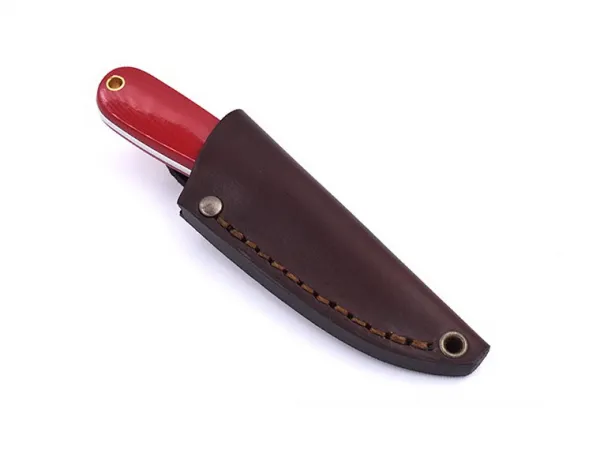 Brisa (EnZo) Nôž Brisa Necker 70 Flat / Red Micarta / Leather