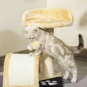 PawHut Škrabadlo pro kočky s pelíškem Most, béžové