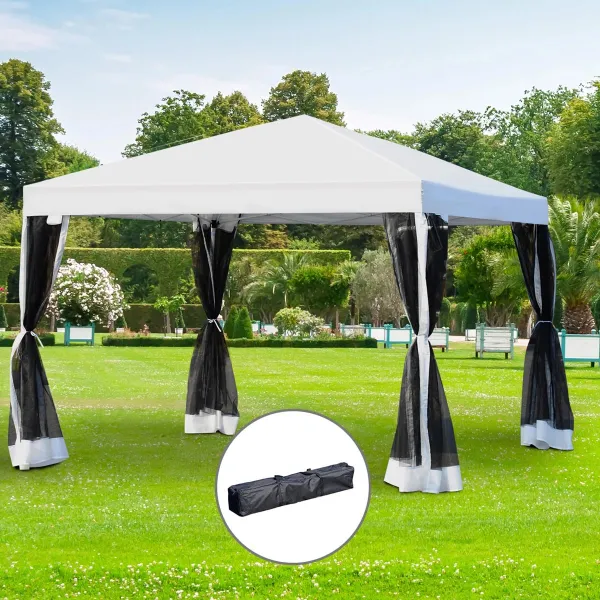Outsunny Zahradní altán s bočními stěnami, 3 x 3 m