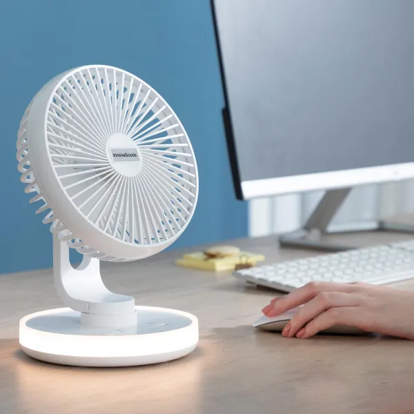InnovaGoods Stolní ventilátor FanLed s USB nabíjením a LED diodami