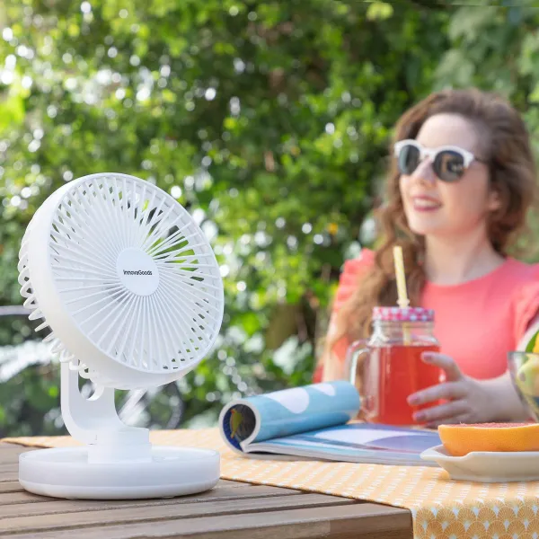 InnovaGoods Stolní ventilátor FanLed s USB nabíjením a LED diodami