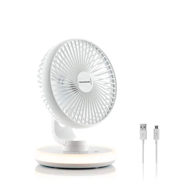 InnovaGoods Stolní ventilátor FanLed s USB nabíjením a LED diodami