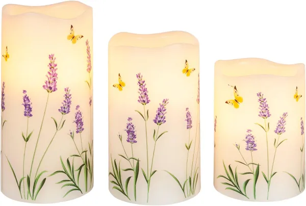 Weltbild LED Voskové svíčky Levandule, sada 3 ks