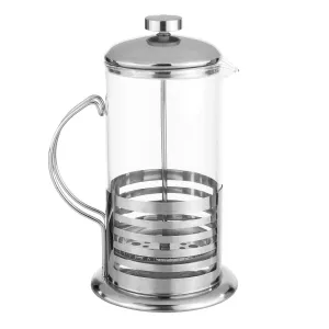 Haushalt International Skleněný french press se satinovanou nerezovou ocelí, 1 l