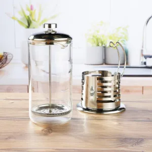 Haushalt International Skleněný french press se satinovanou nerezovou ocelí, 1 l