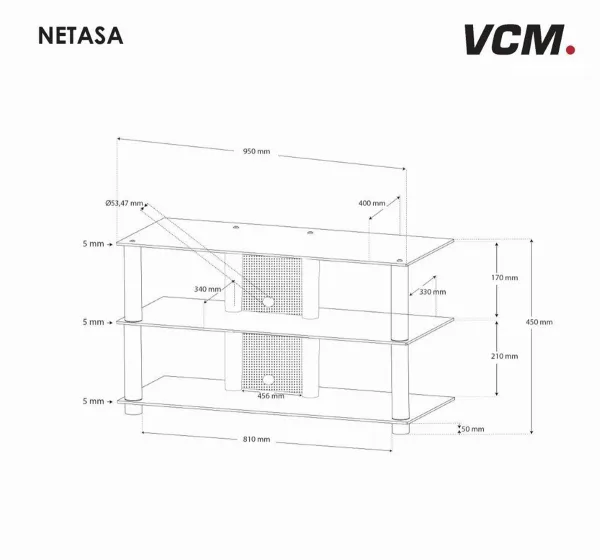 VCM TV stolek Netasa, čiré sklo