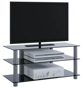 VCM TV stolek Netasa, černé sklo