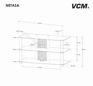 VCM TV stolek Netasa, černé sklo