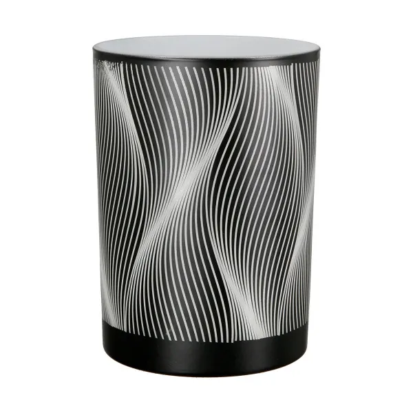 Gilde Skleněný svícen Lines, černo-bílý, 12,5 cm