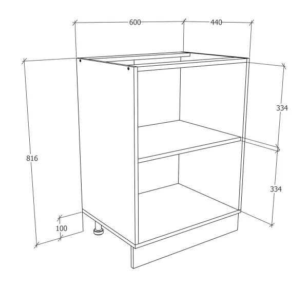 VCM Dolní kuchyňská skříňka Esilo, 60 cm, 2 dvířka, antracit