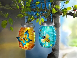 Weltbild LED skleněná lampa Motýl a Včela, sada 2 ks