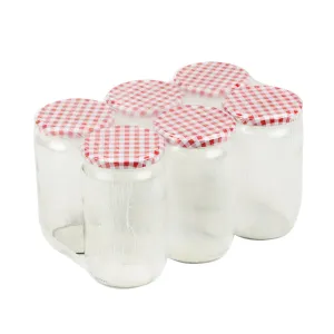 Haushalt International Zavařovací sklenice s červeným kostkovaným víčkem, 720 ml, 6 ks