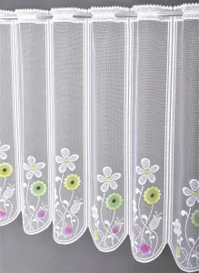 Záclona žakárová, Farebná lúka vitrážka metráž, biela 35 cm