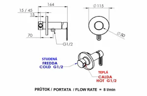 Podomietková batéria s bidetovou sprškou, guľatá, čierna mat 1103-15